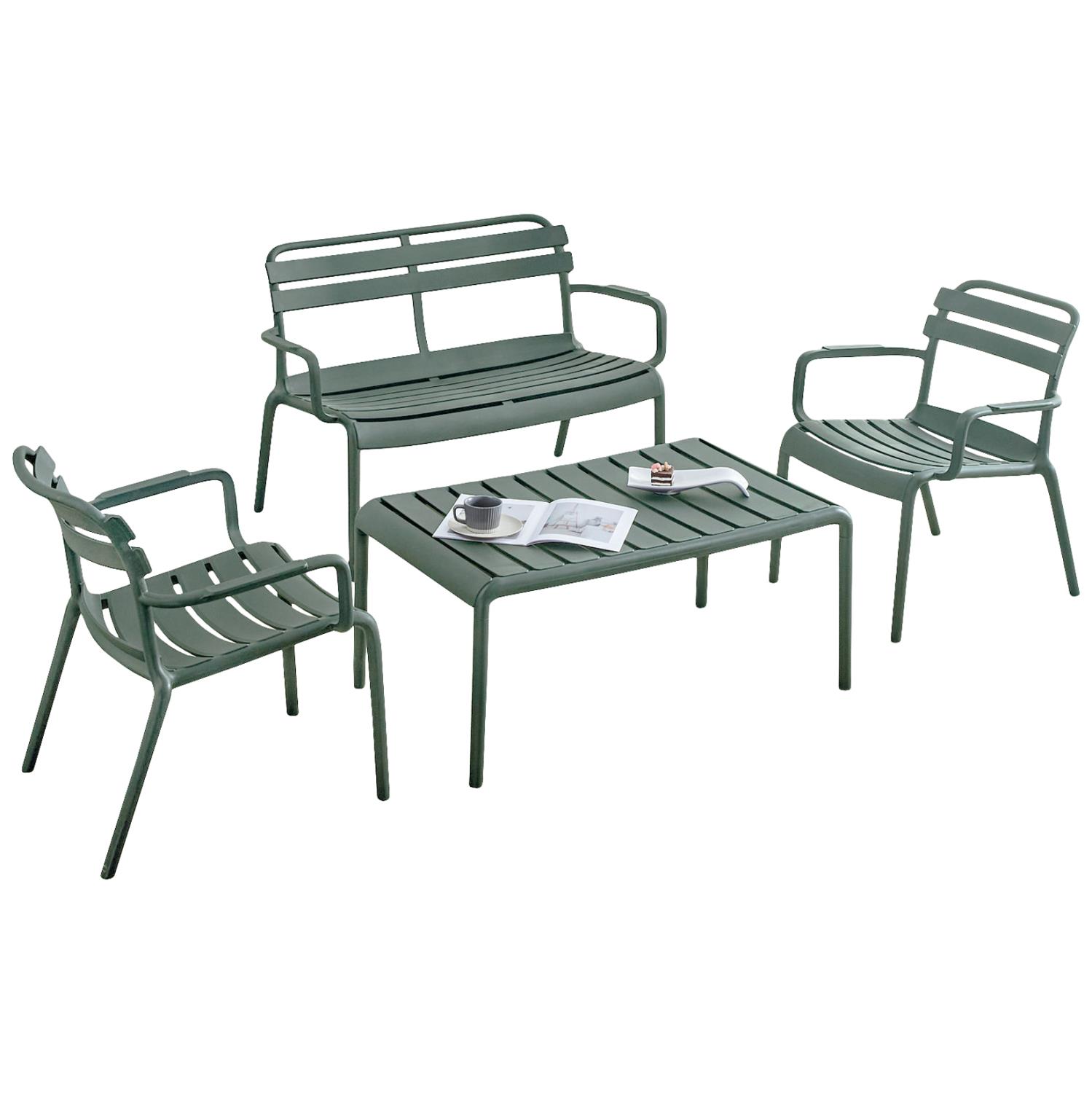 Σετ κήπου Σαλόνι KORVER C21096.05 4 τμχ. Πολυπροπυλένιο Dark Olive Green