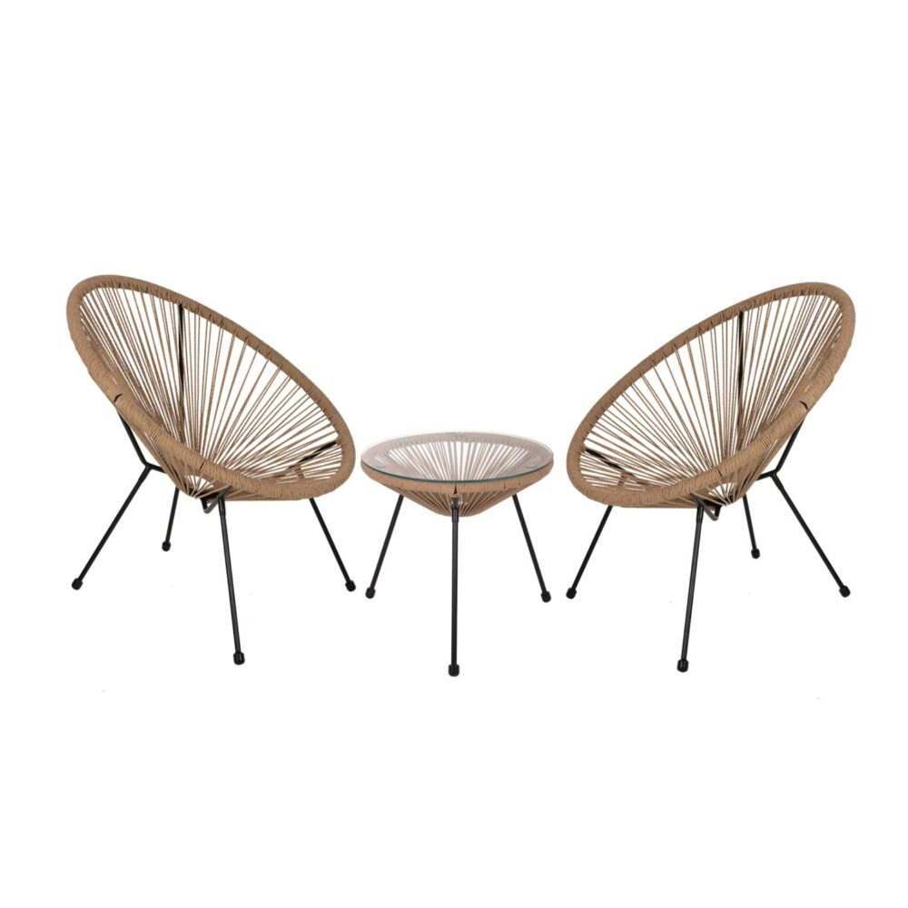 Σετ κήπου Σαλόνι ACAPULCO C21111 3 τμχ. με Τραπέζι και 2 Πολυθρόνες σε Μαύρο - Μπέζ Σετ κήπου Σαλόνι ACAPULCO C21111 3 τμχ. με Τραπέζι και 2 Πολυθρόνες σε Μαύρο - Μπέζ