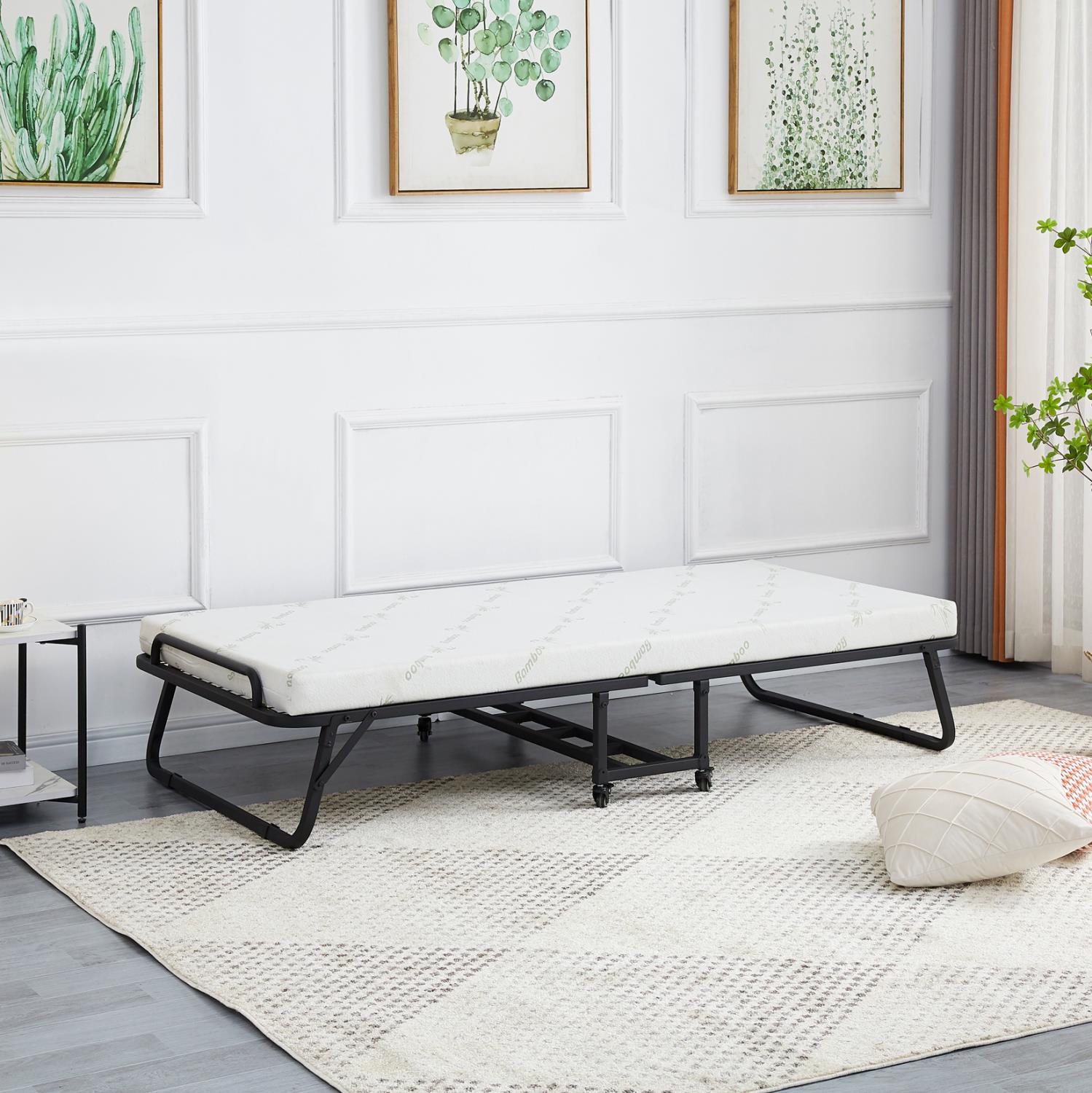 Ράντζο - Κρεβάτι NETTI C691.01 Μονό με Στρώμα Μεταλλικό Μαύρο Μάτ 190x76x30Υ εκ. Ράντζο - Κρεβάτι NETTI C691.01 Μονό με Στρώμα Μεταλλικό Μαύρο Μάτ 190x76x30Υ εκ.