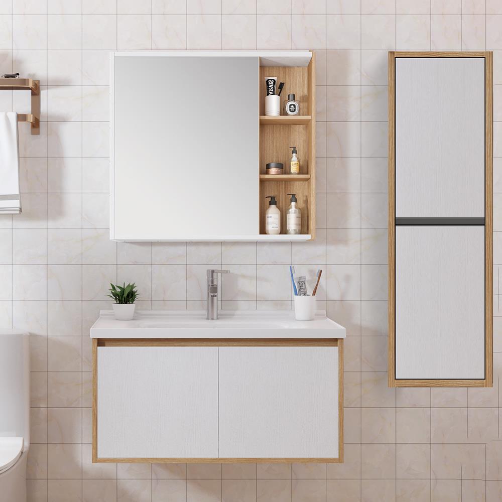 Σετ μπάνιου VERA 80 Plywood σε Λευκό - Σονόμα Σετ μπάνιου VERA 80 Plywood σε Λευκό - Σονόμα