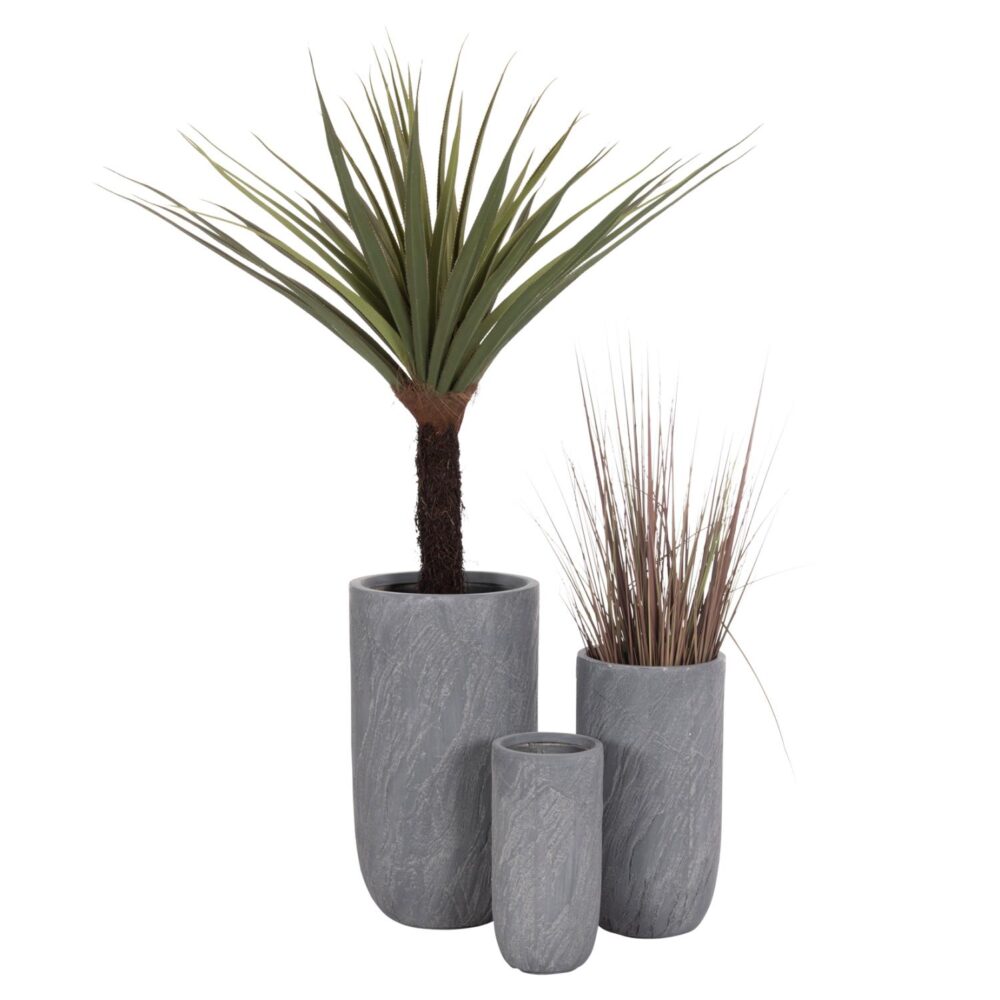 Σετ 3τεμ. Γλάστρες Κύλινδροι GARDENER C4720 Fiberclay - Χρώμα Cement Φ44x79Υ εκ.