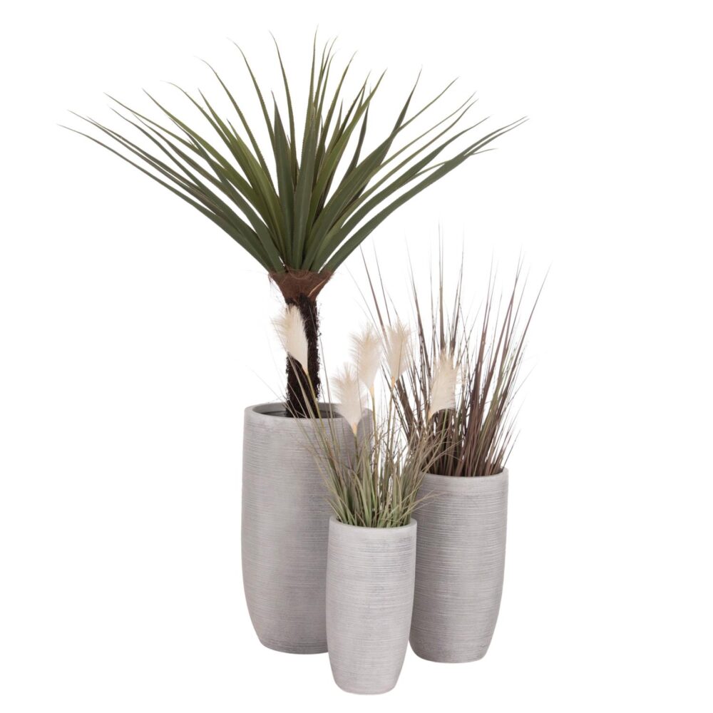 Σετ 3τεμ. Γλάστρες Κύλινδροι GARDENER C4721 Fiberclay - Χρώμα Cement Φ42x78Υ εκ.