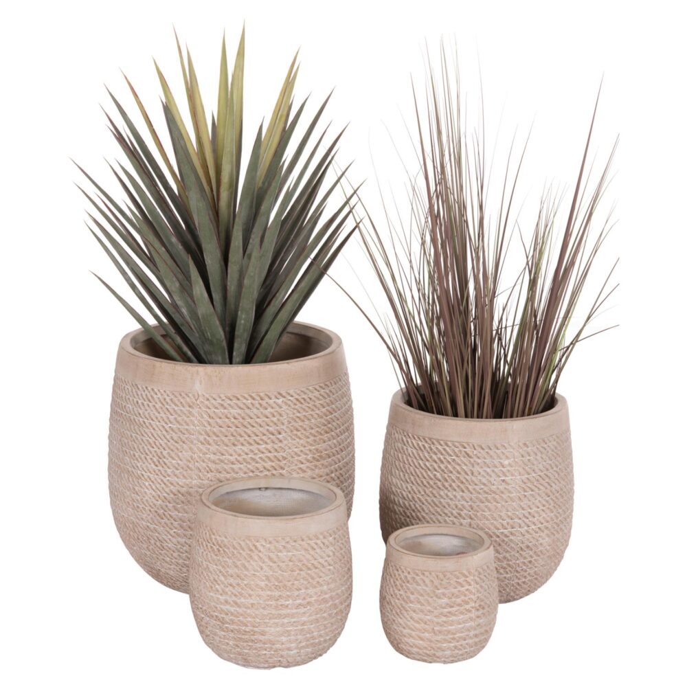 Σετ 4τεμ. Γλάστρες Στρόγγυλες GARDENER C4722 Fiberclay - Χρώμα Ivory Cement Φ54x54Υ εκ.