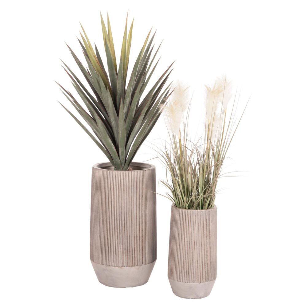 Σετ 2τεμ. Γλάστρες Κύλινδροι GARDENER C4727 Fiberclay - Χρώμα Cement Φ35x64Υ εκ.