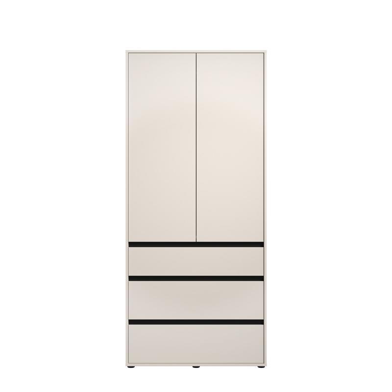Ντουλάπα CORBETT 2K3F Δίφυλλη με 3 Συρτάρια Cashmere - Μαύρο ματ 93x55x211εκ. Ντουλάπα CORBETT 2K3F Δίφυλλη με 3 Συρτάρια Cashmere - Μαύρο ματ 93x55x211εκ.
