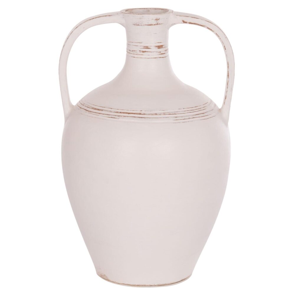 Βάζο Διακοσμητικός Αμφορέας FEAX C4676.02L σε Λευκή Τερακότα 35x35x58Υεκ.