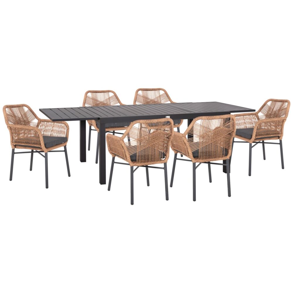 Σετ Κήπου Τραπεζαρία KRUM C21151 7 τεμ. Σκούρο Γκρί Αλουμίνιο - P.E. Rattan Σετ Κήπου Τραπεζαρία KRUM C21151 7 τεμ. Σκούρο Γκρί Αλουμίνιο - P.E. Rattan