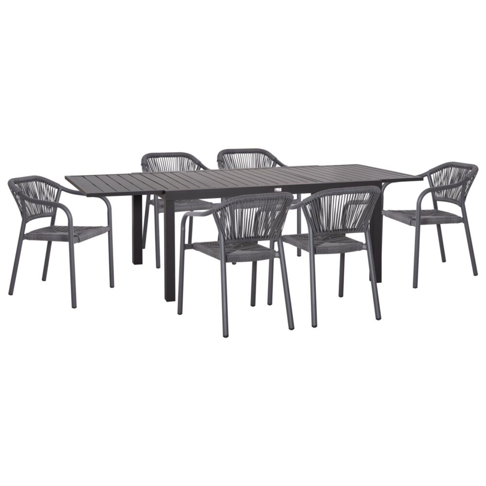Σετ Κήπου Τραπεζαρία KRUM C21153 7 τεμ. Σκούρο Γκρί Αλουμίνιο - P.E. Twisted Rattan Σετ Κήπου Τραπεζαρία KRUM C21153 7 τεμ. Σκούρο Γκρί Αλουμίνιο - P.E. Twisted Rattan