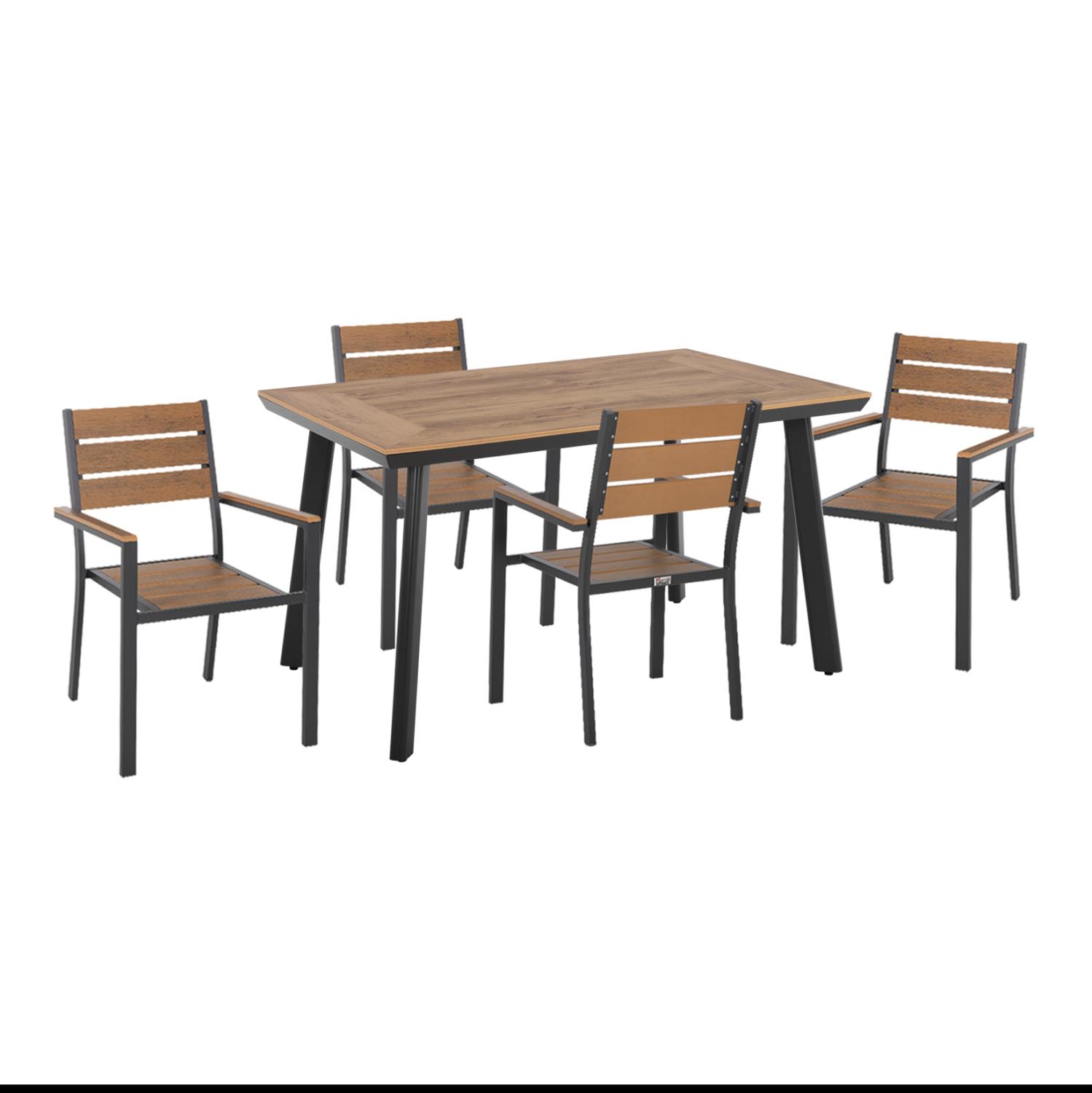 Σετ τραπεζαρίας TABER C21197 με Τραπέζι & 4 Καρέκλες Αλουμίνιο - Polywood Ανθρακί