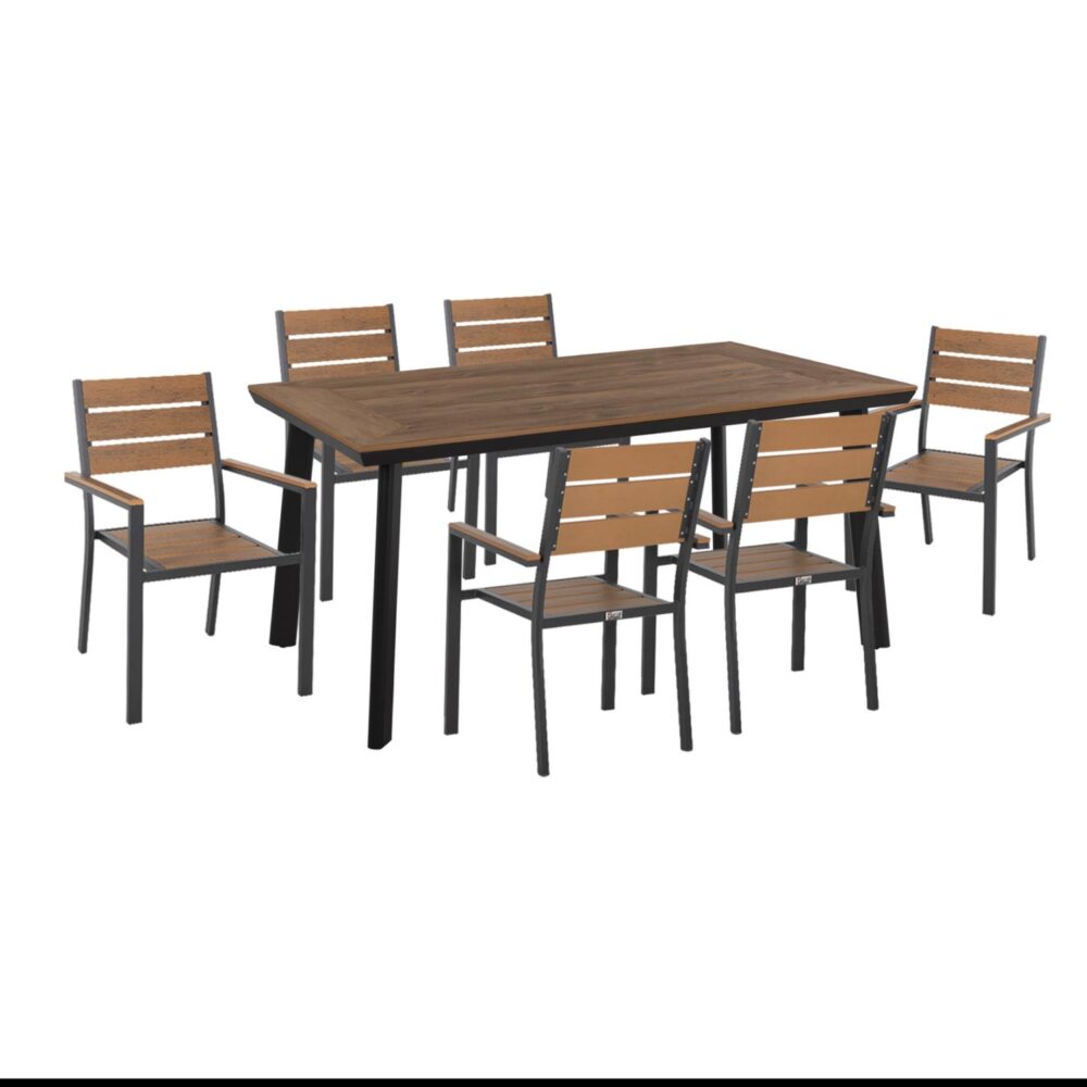 Σετ τραπεζαρίας TABER C21198 με Τραπέζι & 6 Καρέκλες Αλουμίνιο - Polywood Ανθρακί Σετ τραπεζαρίας TABER C21198 με Τραπέζι & 6 Καρέκλες Αλουμίνιο - Polywood Ανθρακί