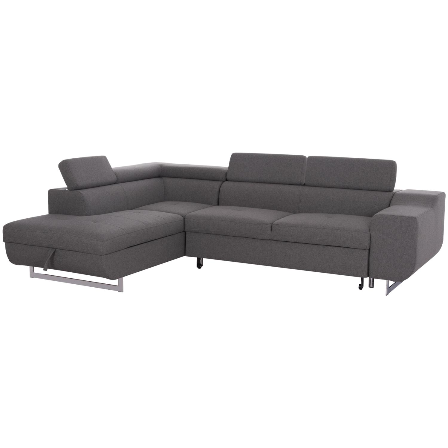 Γωνιακός Καναπές - Κρεβάτι ENCORE Αριστερή με Αποθ. χώρο Γκρί ύφασμα 285x205x90Υεκ.