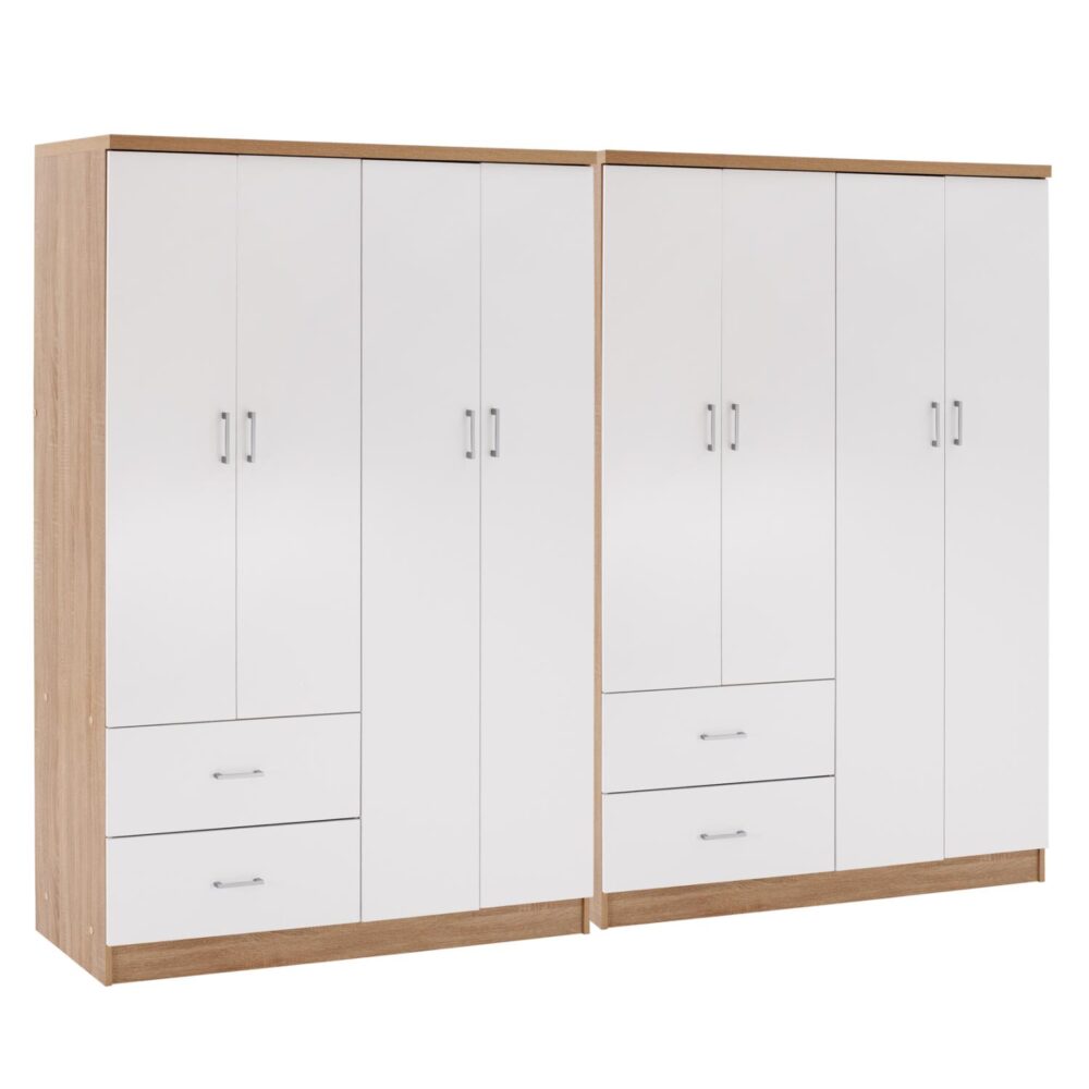 Ντουλάπα BRIANA με 8 Φύλλα Μελαμίνη Sonama - Λευκό 241x42,5Χ180,5Υεκ.