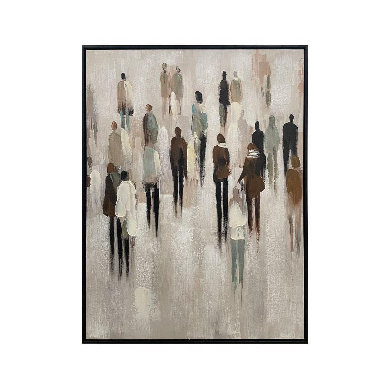 Πίνακας σε Καμβά Peoples FL37532 Fylliana Μπέζ -Γκρί και Λευκό 60x4x80εκ.