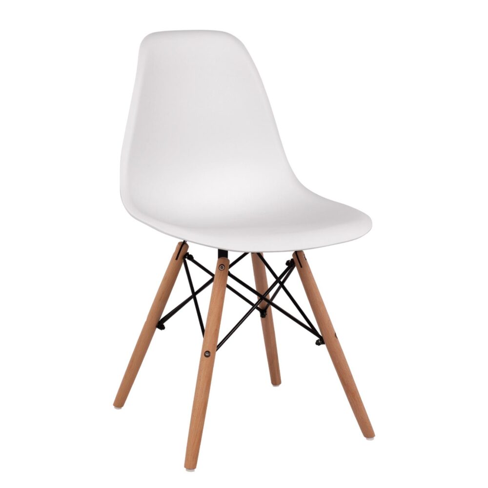 Καρέκλα C8460.01 Twist PP και Ξύλινα πόδια Λευκή 46x50x82εκ.