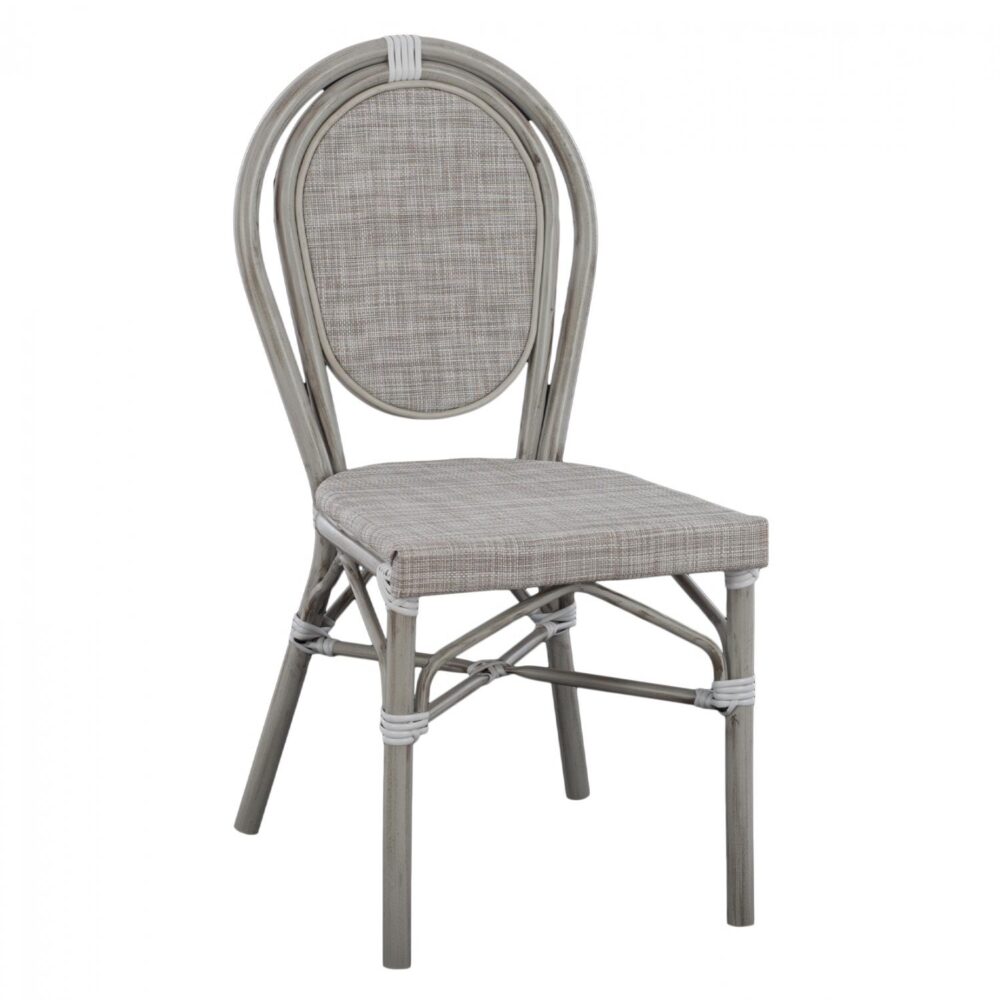 Καρέκλα KASON C5109 Αλουμινίου Bamboo Look Πατίνα Γκρί με Textline 45x57x88 εκ.