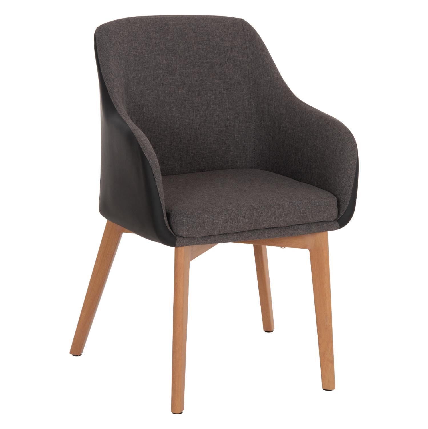 Καρέκλα-Πολυθρόνα BRISTOL με PU Μαύρο και Ύφασμα Γκρί σκούρο 57x59x86Υεκ.