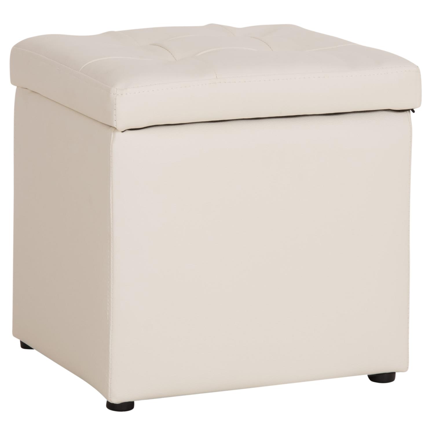 Σκαμπό CUBE με Αποθηκευτικό χώρο και PU Λευκό 36,5x36,5x36Υεκ. Σκαμπό CUBE με Αποθηκευτικό χώρο και PU Λευκό 36,5x36,5x36Υεκ.