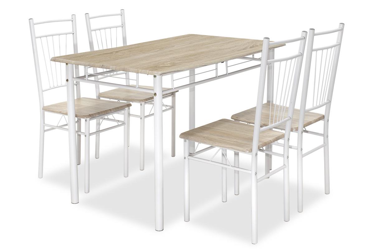 Σετ Τραπεζαρίας Roza 5τμχ χρώμα Sonoma - πόδια Λευκό Gloss 120x70x75εκ. Σετ Τραπεζαρίας Roza 5τμχ χρώμα Sonoma - πόδια Λευκό Gloss 120x70x75εκ.