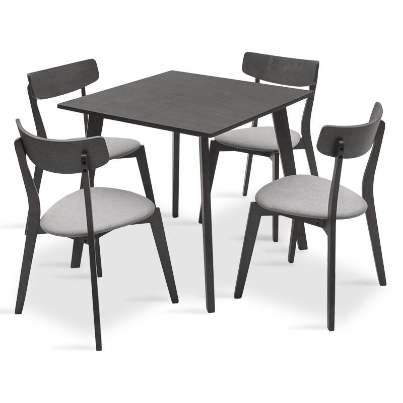 Tραπεζαρία Benson - Toto σετ 5τμχ rustic grey - ύφασμα grey 80x80x75εκ Tραπεζαρία Benson - Toto σετ 5τμχ rustic grey - ύφασμα grey 80x80x75εκ