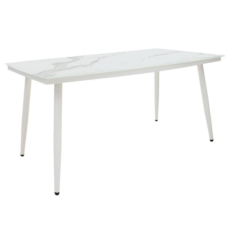 Τραπέζι Zeren μέταλλο λευκό-γυαλί 160x90x78εκ Τραπέζι Zeren μέταλλο λευκό-γυαλί 160x90x78εκ