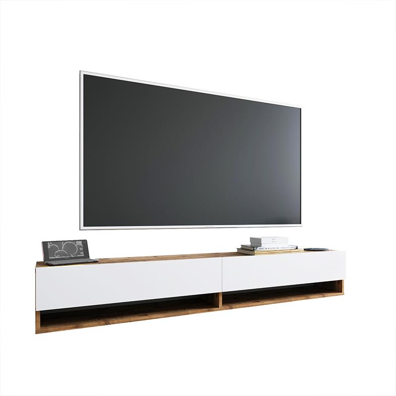 Έπιπλο τηλεόρασης επιτοίχιο Handra λευκό-oak 180x31,5x29,5εκ Έπιπλο τηλεόρασης επιτοίχιο Handra λευκό-oak 180x31,5x29,5εκ