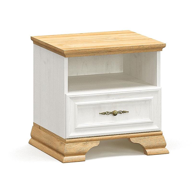 Κομοδίνο Jaden golden oak-λευκό antique 49x41x47εκ Κομοδίνο Jaden golden oak-λευκό antique 49x41x47εκ