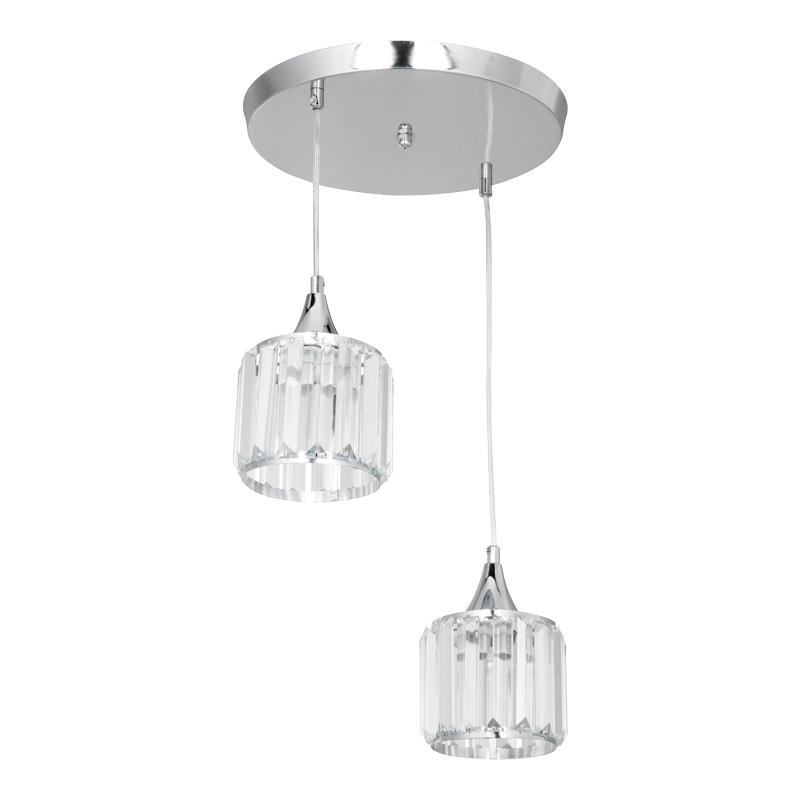 Φωτιστικό οροφής δίφωτο PWL-1025 Ε27 χρώμιο-γυαλί Φ30x70εκ