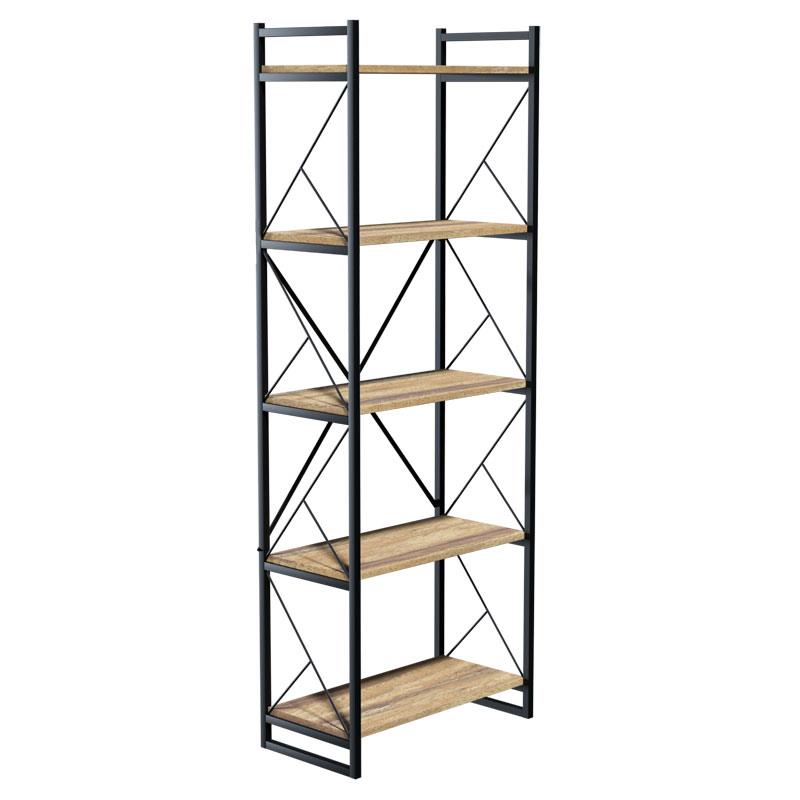 Βιβλιοθήκη Baker καρυδί-μαύρο 66x34x180εκ Βιβλιοθήκη Baker καρυδί-μαύρο 66x34x180εκ
