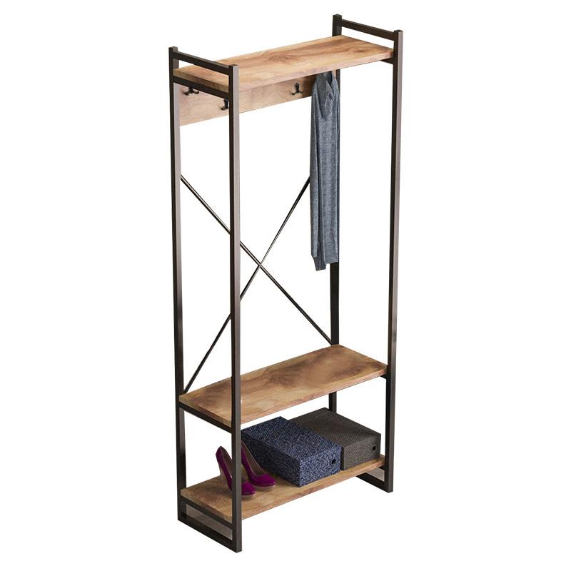 Έπιπλο εισόδου Baker καρυδί-μαύρο 90x34x180εκ Έπιπλο εισόδου Baker καρυδί-μαύρο 90x34x180εκ