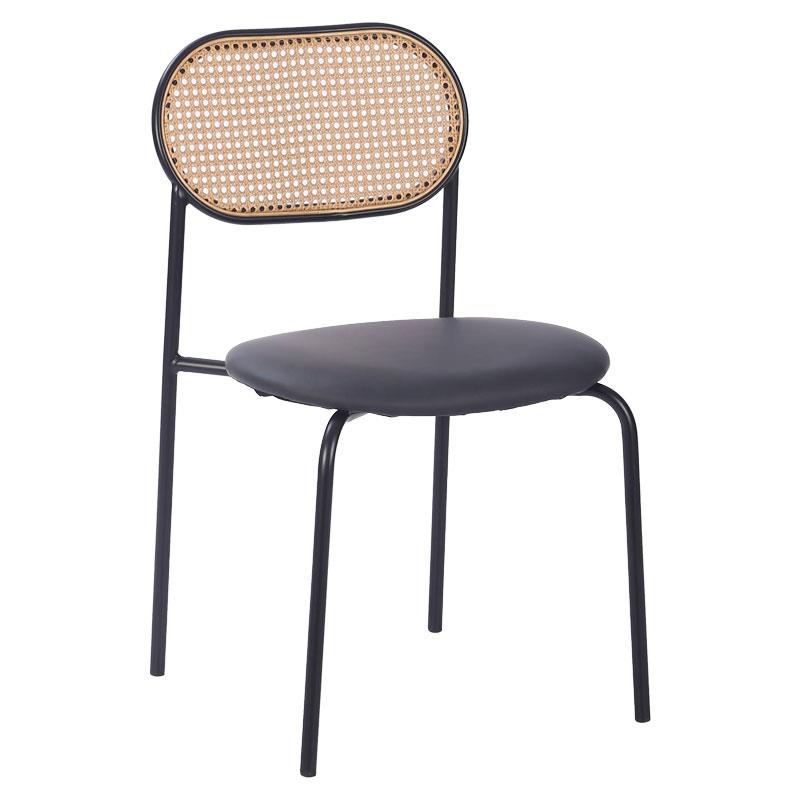 Καρέκλα James στοιβαζόμενη pe rattan μπεζ-pu μαύρο-μέταλλο φυσικό Καρέκλα James στοιβαζόμενη pe rattan μπεζ-pu μαύρο-μέταλλο φυσικό