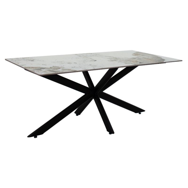 Τραπέζι Bethan sintered stone λευκό μαρμάρου-μαύρο 180x90x75εκ Τραπέζι Bethan sintered stone λευκό μαρμάρου-μαύρο 180x90x75εκ