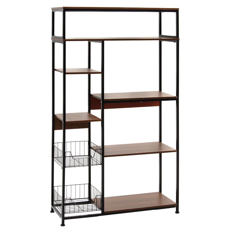 Ραφιέρα επιδαπέδια Leena μέταλλο dark oak-μαύρο 80x30x142εκ Ραφιέρα επιδαπέδια Leena μέταλλο dark oak-μαύρο 80x30x142εκ