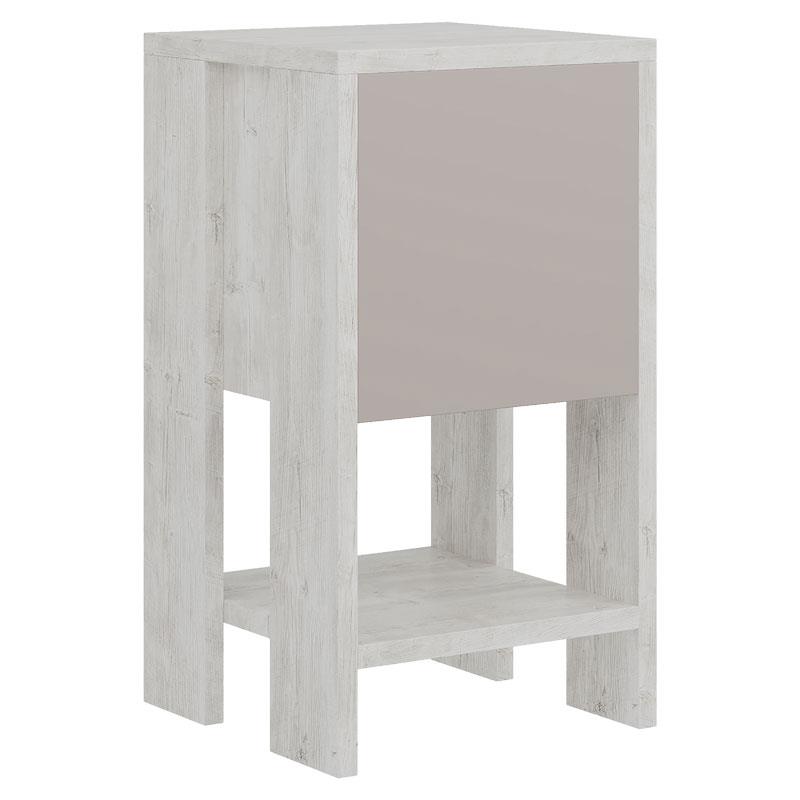 Κομοδίνο Ema χρώμα λευκό antique-μόκα 30x30x55εκ Κομοδίνο Ema χρώμα λευκό antique-μόκα 30x30x55εκ