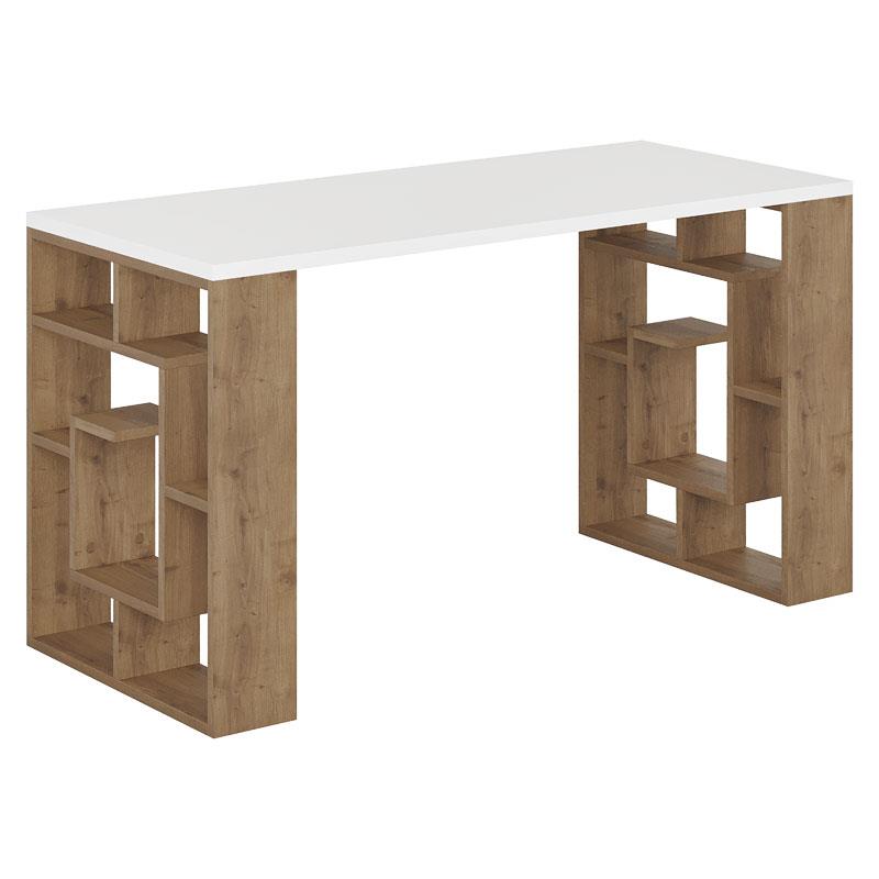 Γραφείο Labirent χρώμα λευκό-καρυδί 140x60x75εκ Γραφείο Labirent χρώμα λευκό-καρυδί 140x60x75εκ