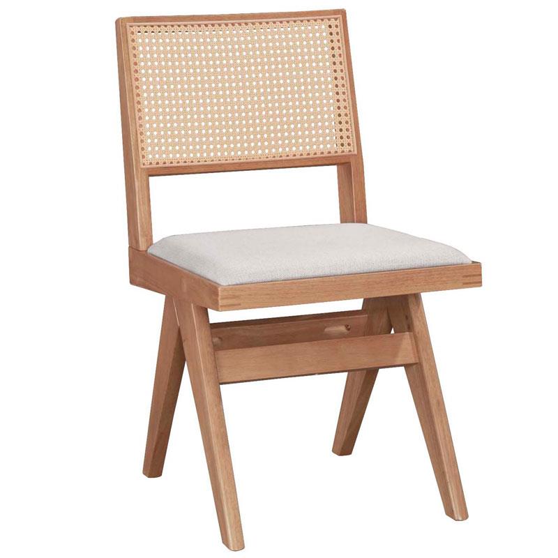 Καρέκλα Winslow ξύλο rubberwood ανοικτό καρυδί-pvc rattan φυσικό-ύφασμα γκρι Καρέκλα Winslow ξύλο rubberwood ανοικτό καρυδί-pvc rattan φυσικό-ύφασμα γκρι
