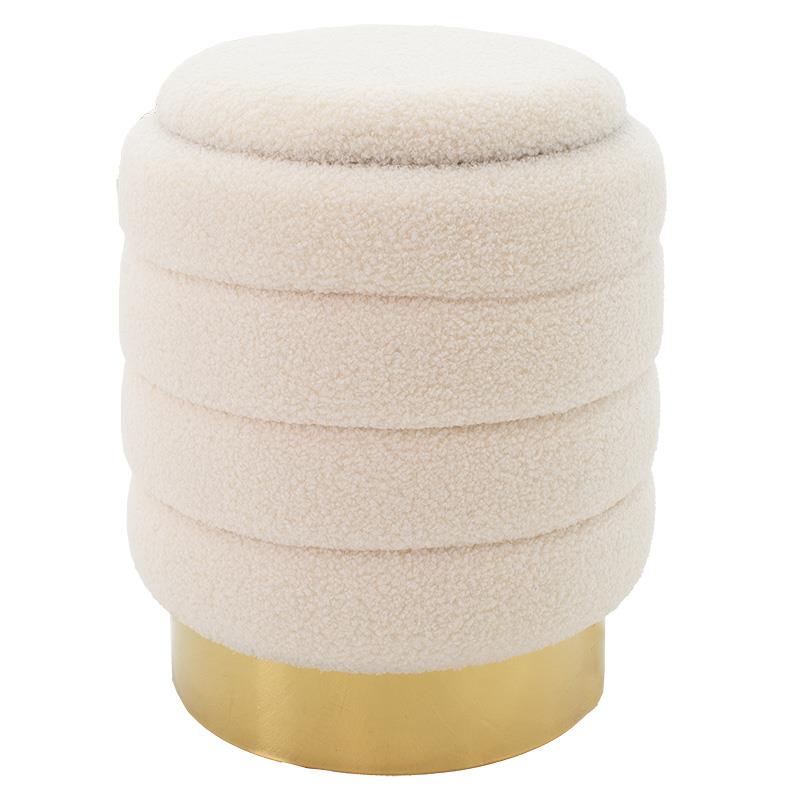 Σκαμπό-μπαούλο Dazzle μπουκλέ cream-χρυσό Φ36x44εκ Σκαμπό-μπαούλο Dazzle μπουκλέ cream-χρυσό Φ36x44εκ