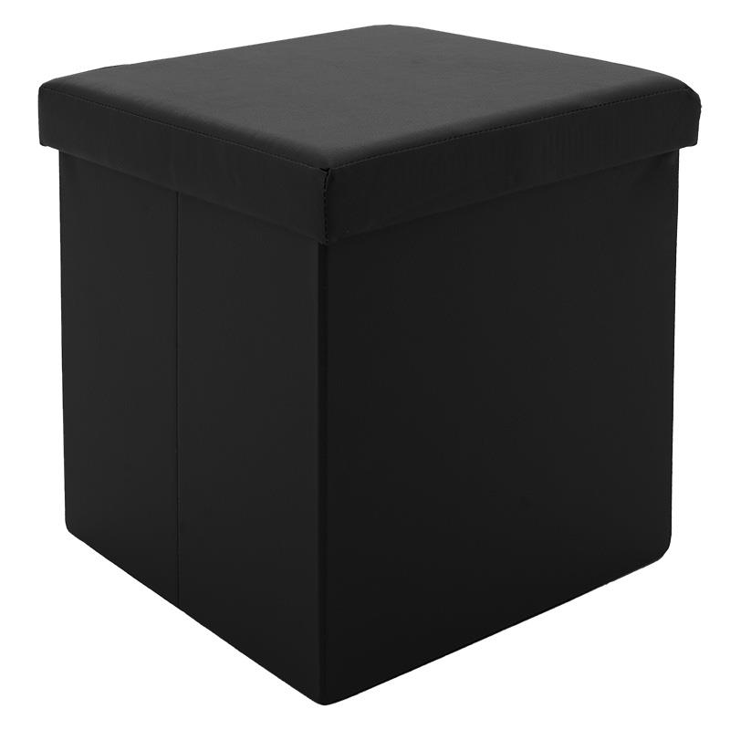Σκαμπό-μπαούλο Crystal pu μαύρο 38x38x38εκ Σκαμπό-μπαούλο Crystal pu μαύρο 38x38x38εκ
