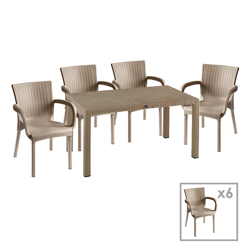 Τραπεζαρία Explore-Festive σετ 7τεμ PP cappuccino 150x90x73,5εκ. Τραπεζαρία Explore-Festive σετ 7τεμ PP cappuccino 150x90x73,5εκ.