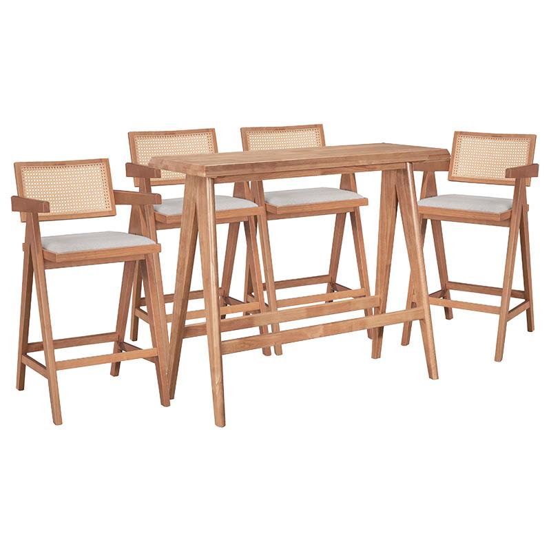 Τραπεζαρία μπαρ Winslow I σετ 5τεμ ξύλο rubberwood ανοιχτό καρυδί 120x45x100εκ Τραπεζαρία μπαρ Winslow I σετ 5τεμ ξύλο rubberwood ανοιχτό καρυδί 120x45x100εκ