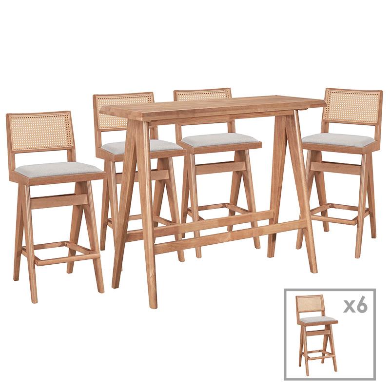 Τραπεζαρία μπαρ Winslow σετ 7τεμ ξύλο rubberwood ανοιχτό καρυδί 120x45x100εκ Τραπεζαρία μπαρ Winslow σετ 7τεμ ξύλο rubberwood ανοιχτό καρυδί 120x45x100εκ