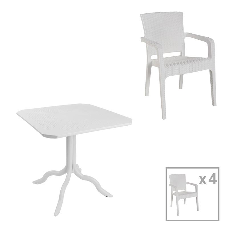 Τραπεζαρία Groovy-Halcyon σετ 5τεμ PP λευκό 80x80x74,5εκ. Τραπεζαρία Groovy-Halcyon σετ 5τεμ PP λευκό 80x80x74,5εκ.