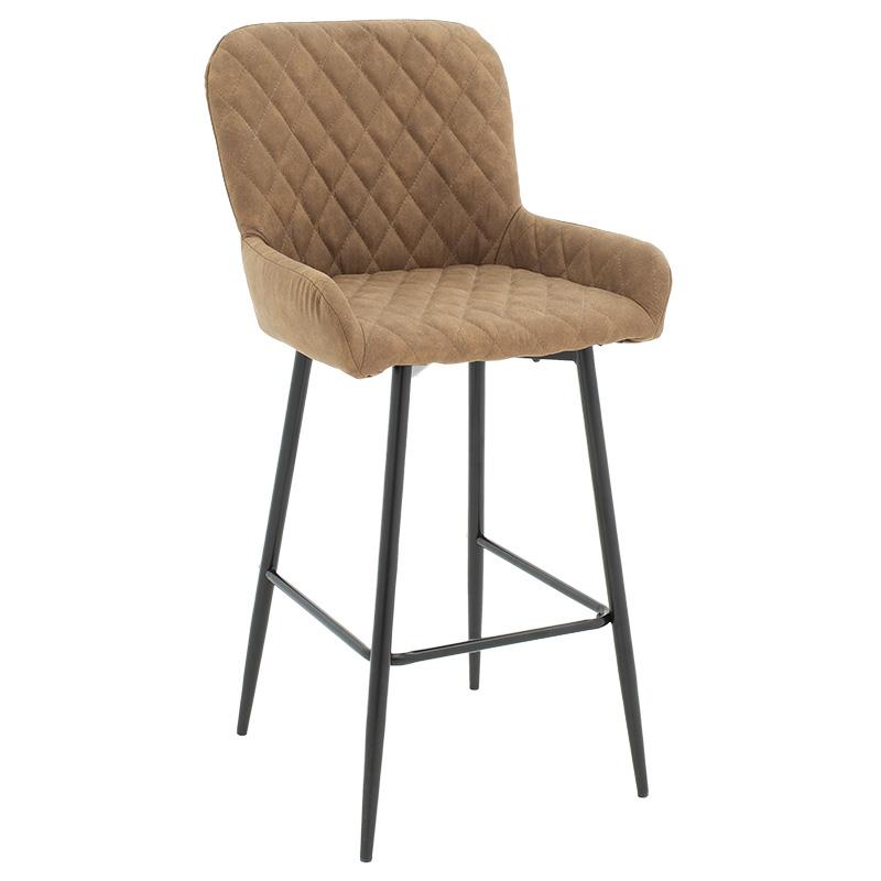 Σκαμπό bar Delicacy μεταλλικό μαύρο-ύφασμα καφέ antique 47x43x100εκ Σκαμπό bar Delicacy μεταλλικό μαύρο-ύφασμα καφέ antique 47x43x100εκ