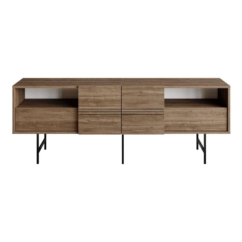 Μπουφές Kevan καρυδί-μαύρο πόδι 180x35x65εκ Μπουφές Kevan καρυδί-μαύρο πόδι 180x35x65εκ