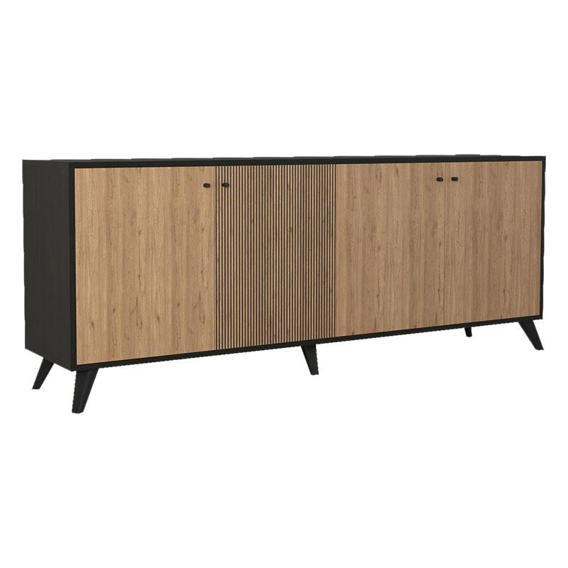 Μπουφές Flipter μελαμίνης oak-μαύρο 180x40x78,6εκ Μπουφές Flipter μελαμίνης oak-μαύρο 180x40x78,6εκ