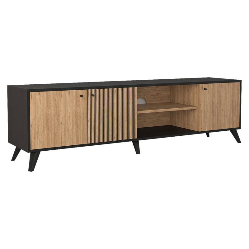 Έπιπλο τηλεόρασης Flipter μελαμίνης sonoma-μαύρο 180x40x51εκ Έπιπλο τηλεόρασης Flipter μελαμίνης sonoma-μαύρο 180x40x51εκ