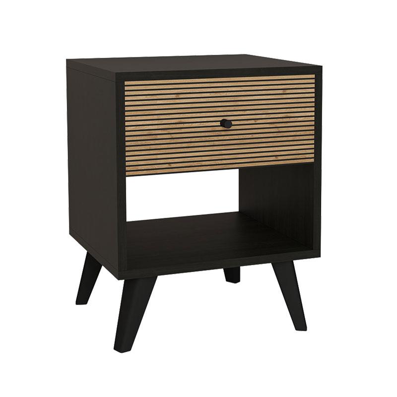 Κομοδίνο Flipter μελαμίνης μαύρο-oak 40x40x55εκ Κομοδίνο Flipter μελαμίνης μαύρο-oak 40x40x55εκ