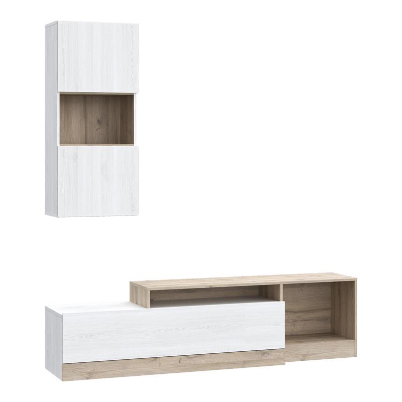 Σύνθετο σαλονιού Halmi λευκό-oak μελαμίνης 180x39x190εκ Σύνθετο σαλονιού Halmi λευκό-oak μελαμίνης 180x39x190εκ