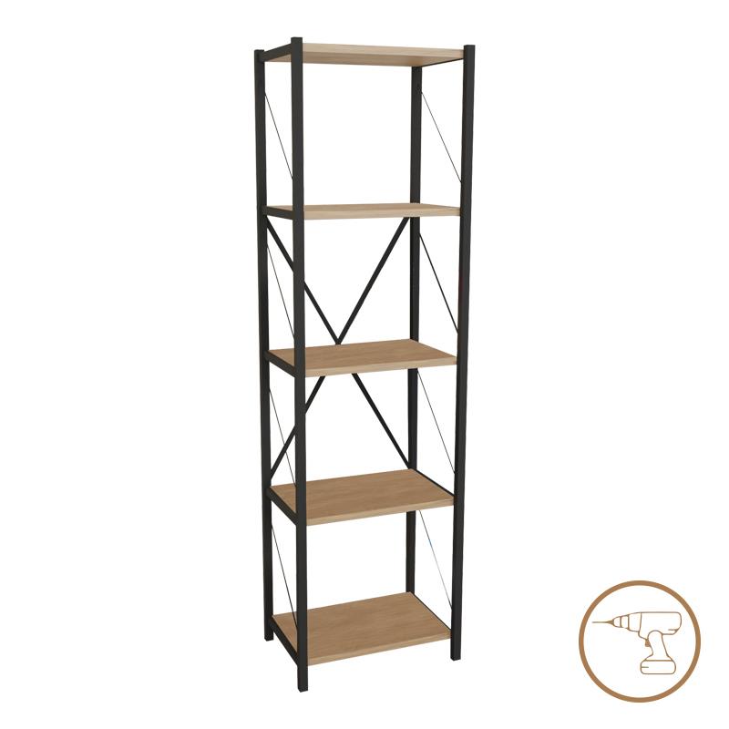 Βιβλιοθήκη Glase oak μελαμίνης-μαύρο μέταλλο 40x30x150εκ Βιβλιοθήκη Glase oak μελαμίνης-μαύρο μέταλλο 40x30x150εκ