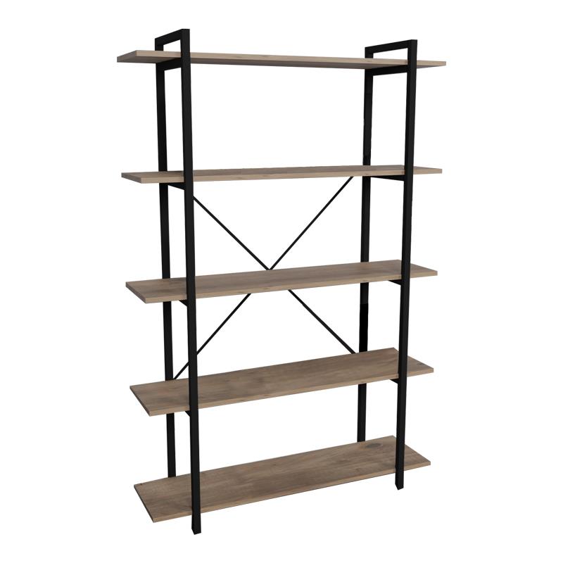 Βιβλιοθήκη Reson oak μελαμίνης-μαύρο μέταλλο 120x34x180εκ Βιβλιοθήκη Reson oak μελαμίνης-μαύρο μέταλλο 120x34x180εκ