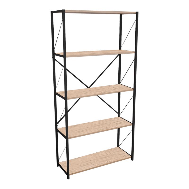 Βιβλιοθήκη Tikilmo oak μελαμίνης-μαύρο μέταλλο 88x34x180εκ Βιβλιοθήκη Tikilmo oak μελαμίνης-μαύρο μέταλλο 88x34x180εκ